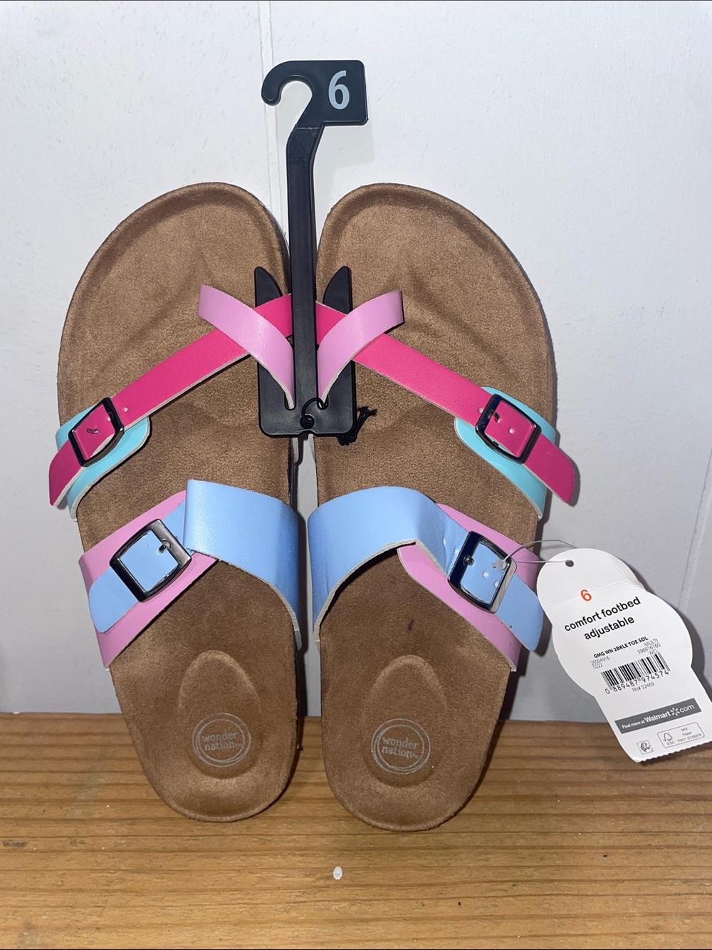 Colorblock Adjustable Strap Sandals - Pink, Light Blue, Mint